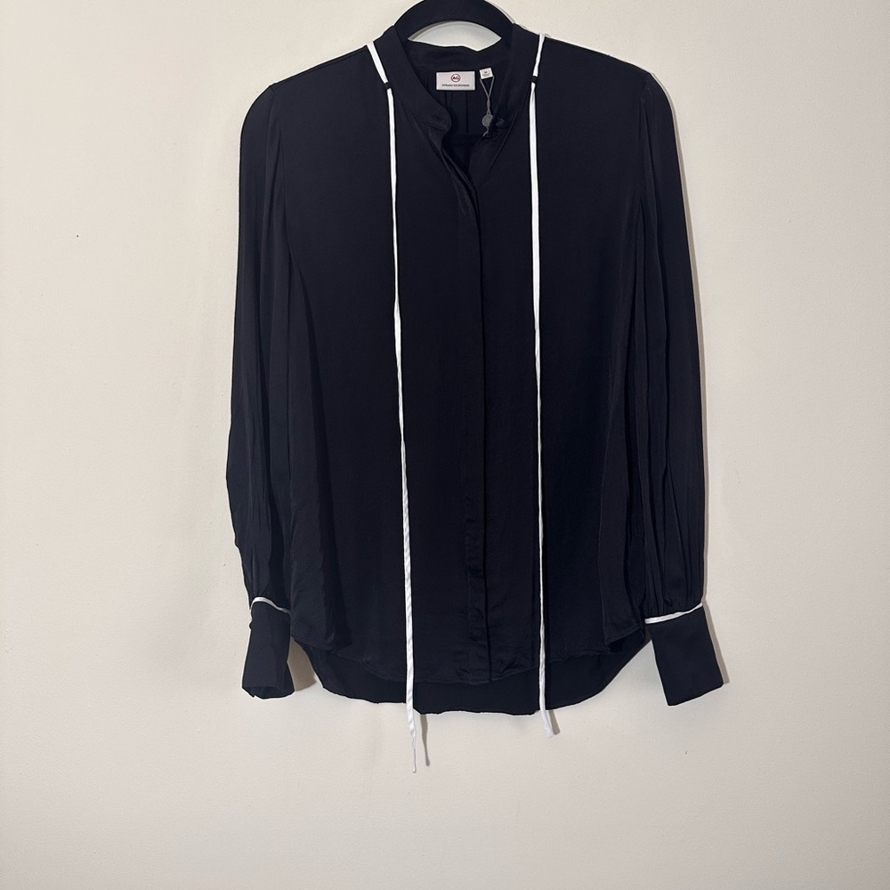 Adriano Goldschmied Winslet blouse button down size M in true black - Picture 3 of 15